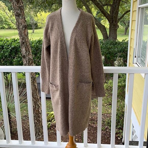 Halogen Alpaca Blend Open Front Long Cardigan Sweater - Picture 1 of 4